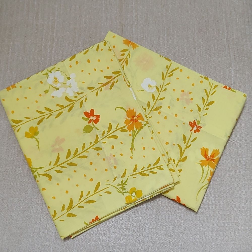 Vintage Good Morning Floral Yellow Standard Pillowcases Set of 2